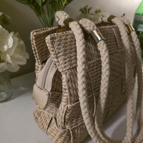 Chic Woven Beige Tote Bag Fiona Made In Italy - Picture 3 of 8